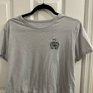 Gray T-Shirt Crop Top with 90s Mix Graphic